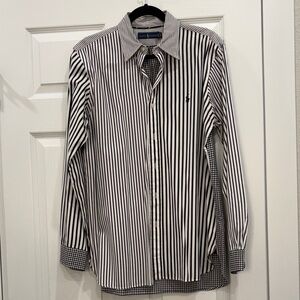 Polo Ralph Lauren Black and White Striped Dress Shirt